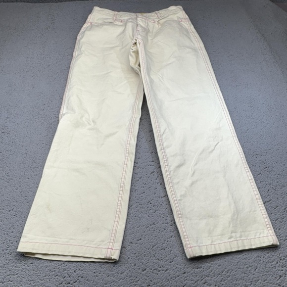 Golf Wang Pants Mens 32x30 Cream Pink Contrast Stitch Straight Canvas Street - Picture 1 of 13